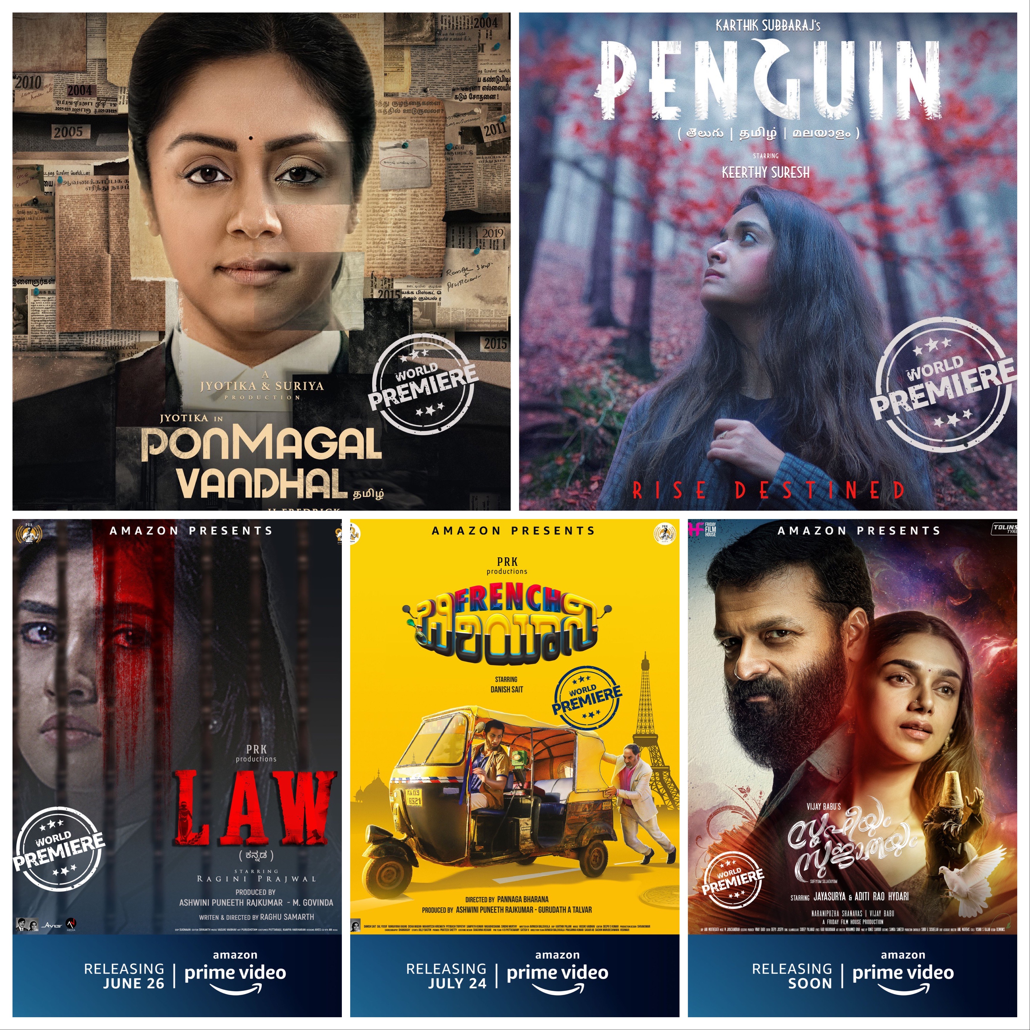 After PONMAGAL VANDHAL, South Films PENGUIN, SUFIYUM SUJATAYUM, FRENCH BIRYANI & LAW, Gear For Its Digital Release on Amazon Prime Video